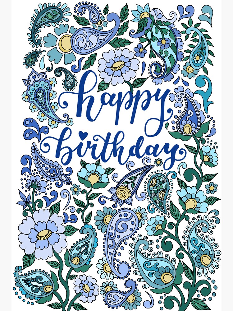 Happy Birthday in Paisley by Mirabel Design