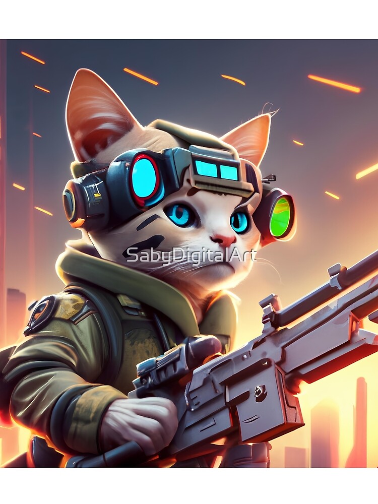 Sniper Cat by SabyDigitalArt