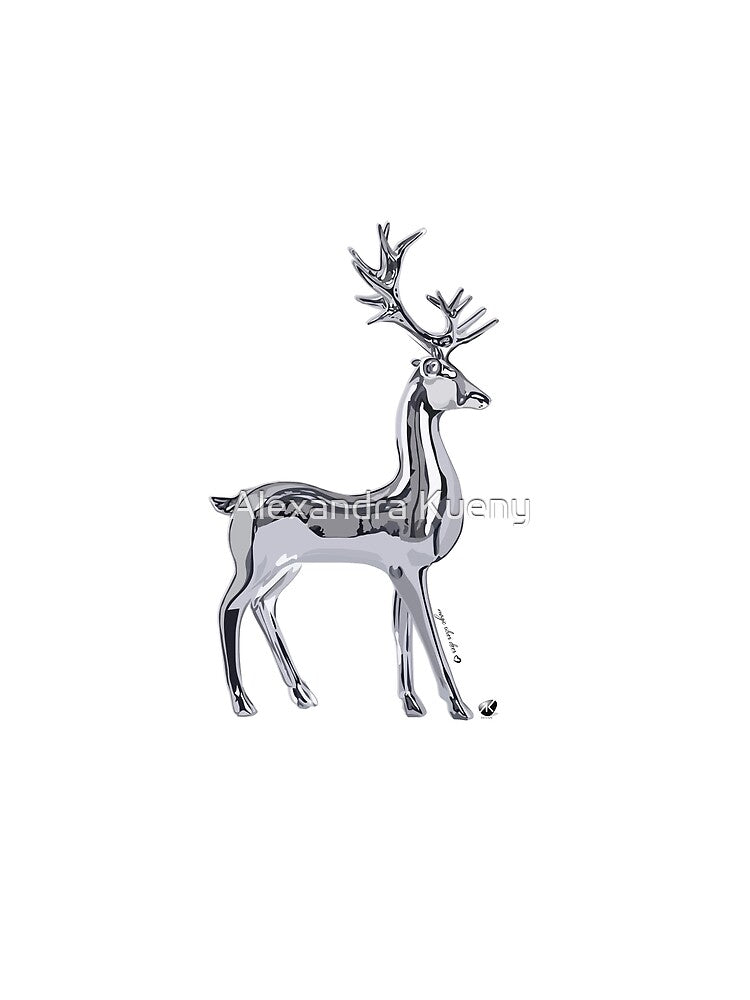 Magic silver deer illustration with with inscription by Alexandra Kueny