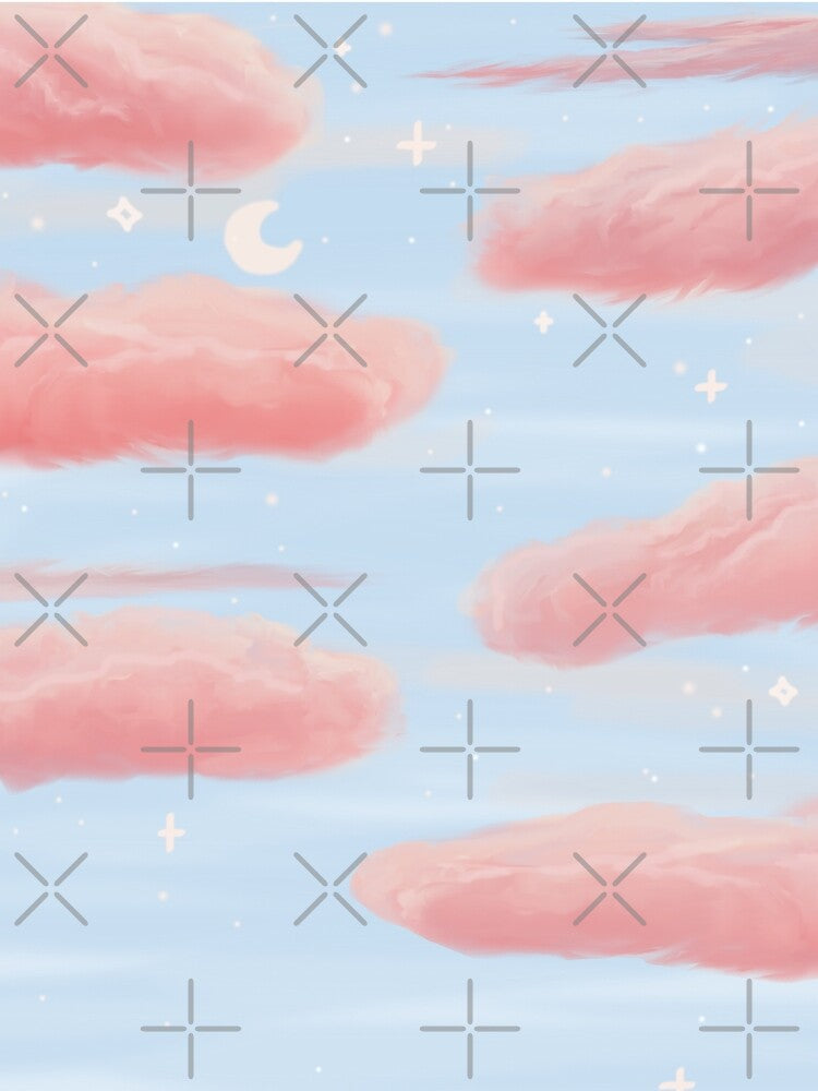 Aesthetic pink clouds with stars in the sky by marleew