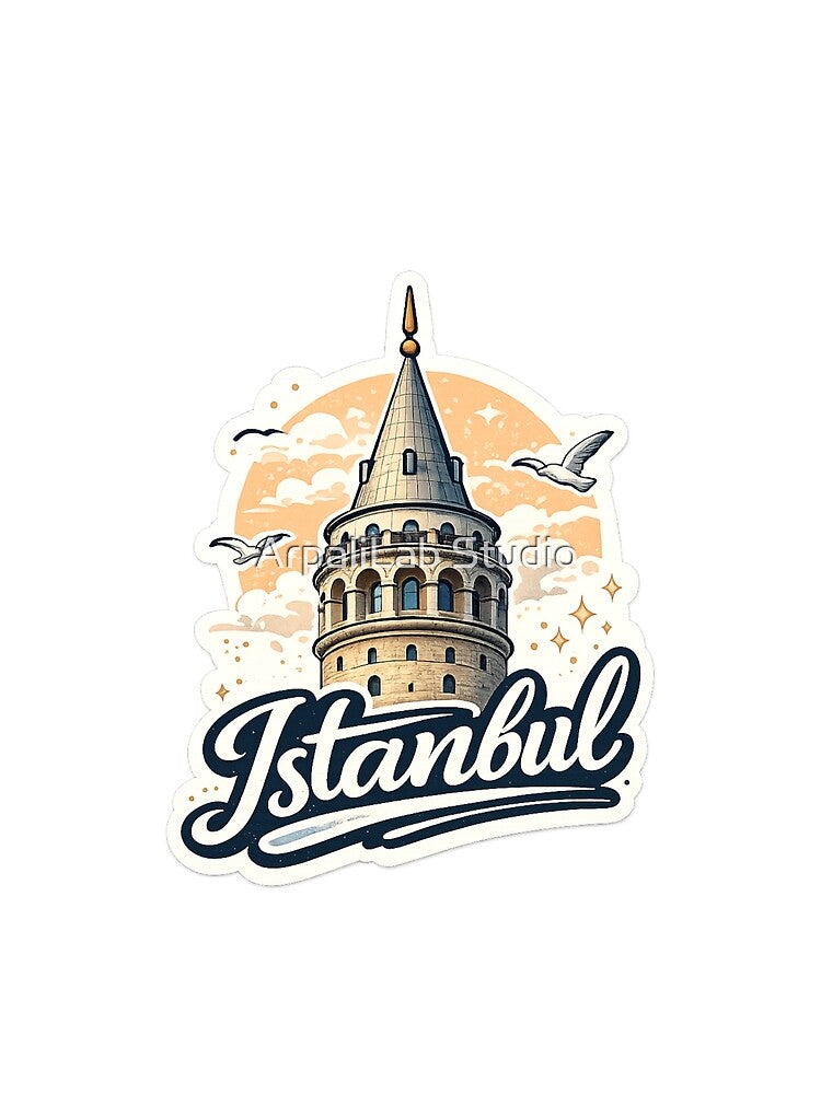 Istanbul Minimal Sticker – Galata Tower Clean Design by ArpaliLab Studio