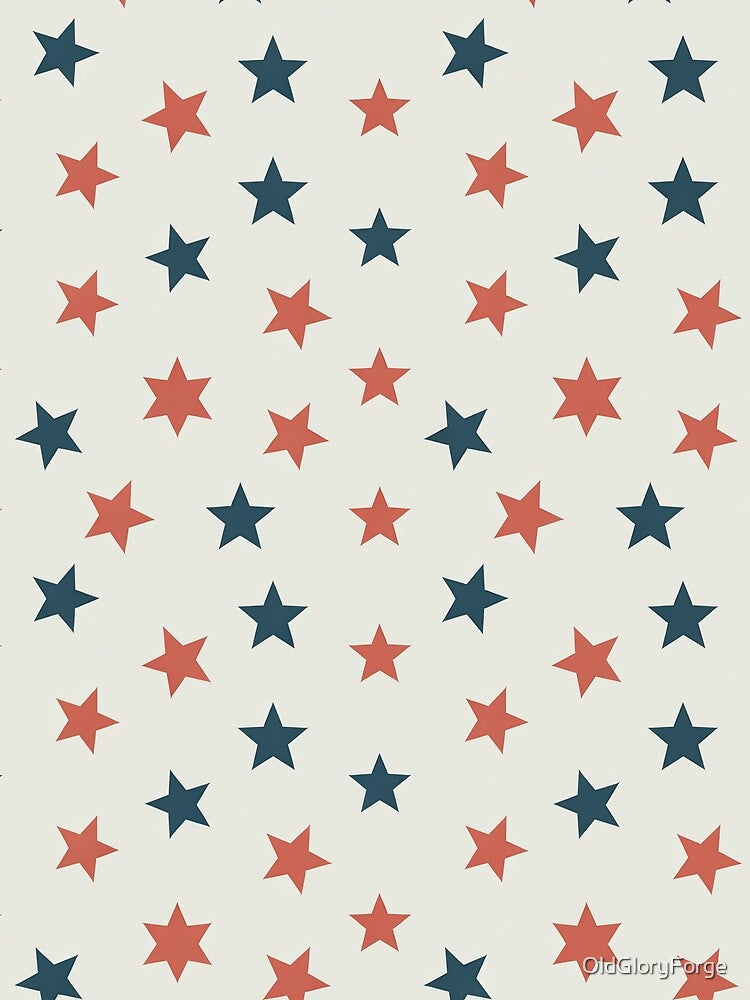 Patriotic Star Pattern Seamless Red White Blue Minimal Design by OldGloryForge