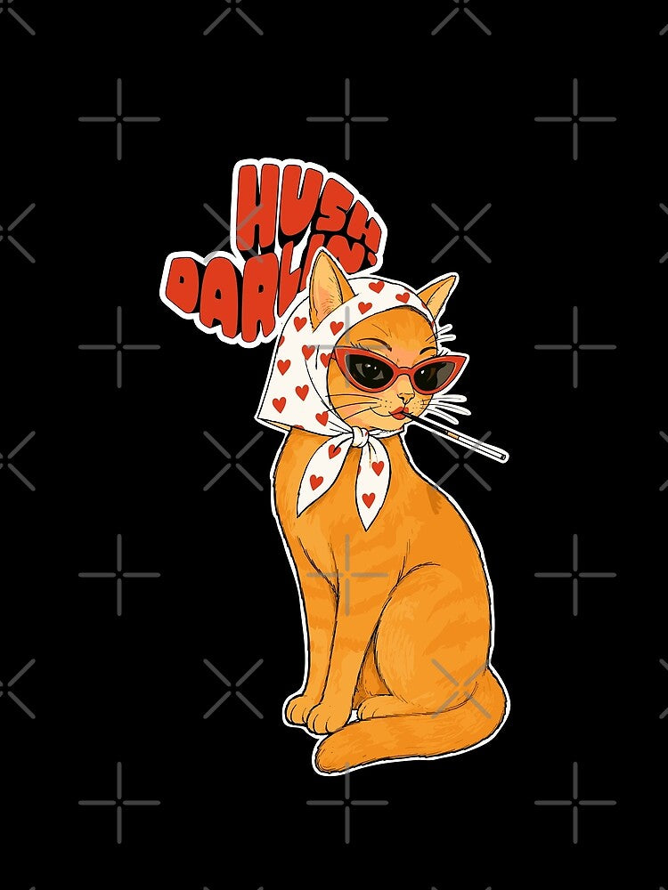 Vintage Glamour Cat with Red Lipstick and Shades by LunarDesignzz