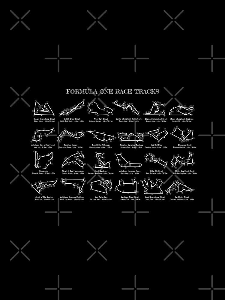F1 Race Tracks  (White Stencil-No Background) by BGALAXY