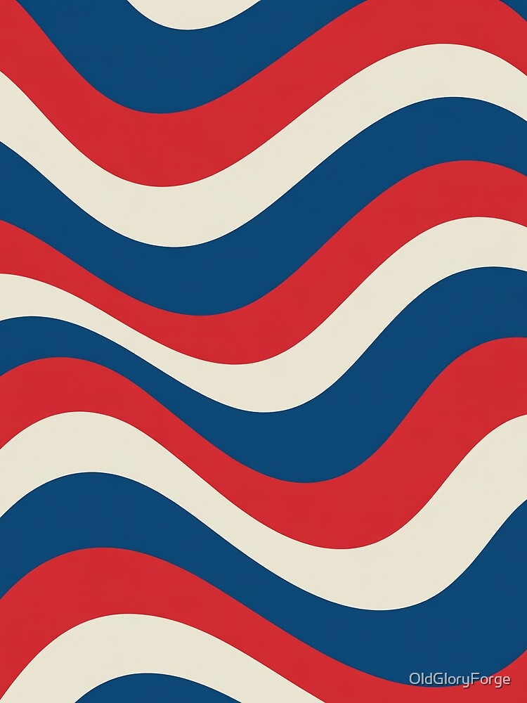Modern Patriotic Wave Stripe Pattern Americana by OldGloryForge