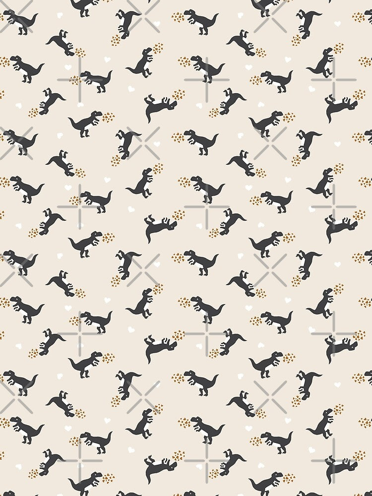 Cute dinosaurs in charcoal and boho brown by Erin Kendal by Erin Kendal