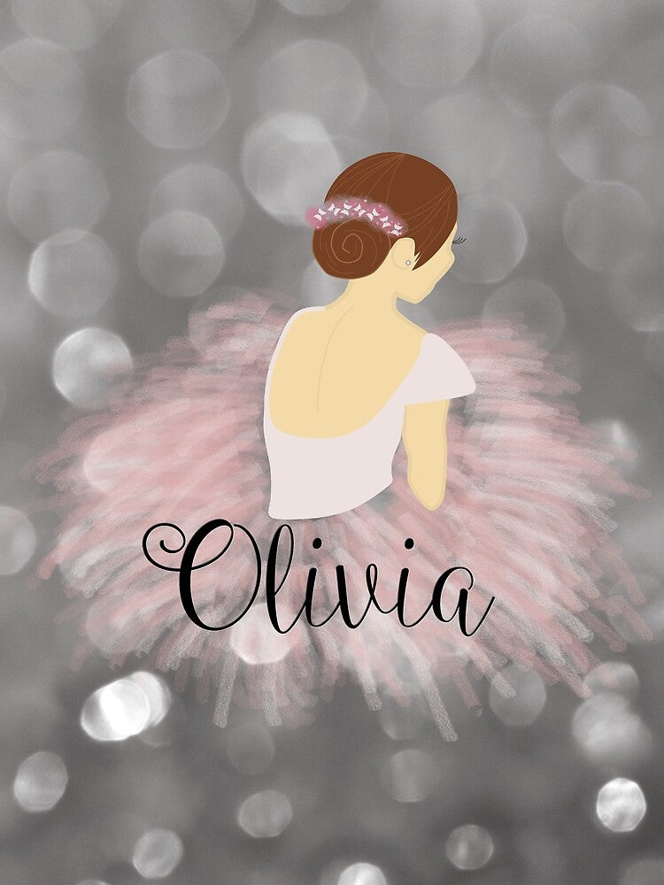 Brunette  Ballerina Dancer Personalized Name OLIVIA by umeimages