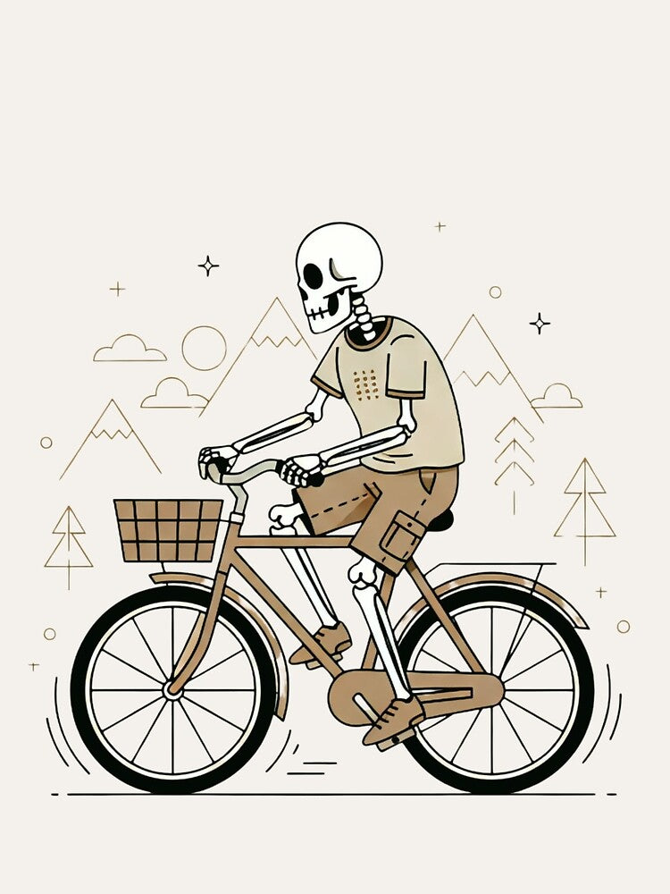 BIKER | Minimalist Skeleton Streetwear Art by DEADLINE.