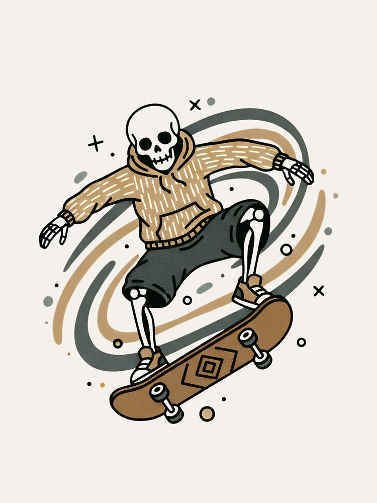 SKATER | Minimalist Skeleton Streetwear Art by DEADLINE.