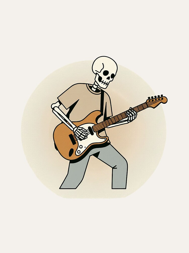 GUITARIST | Minimalist Skeleton Streetwear Art by DEADLINE.