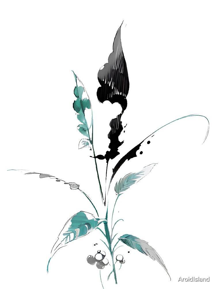 Botanical Line Art with Dark Green Accent Color by AroidIsland