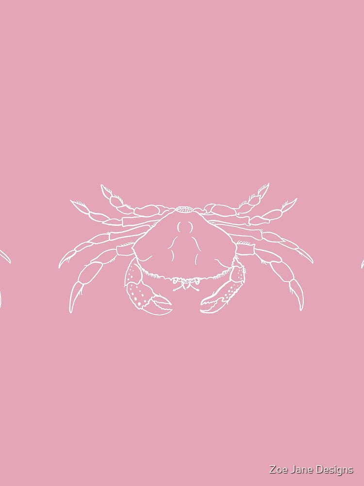 Pink hand drawn crab. Crab illustration. Sea creature. by Zoe Jane Designs
