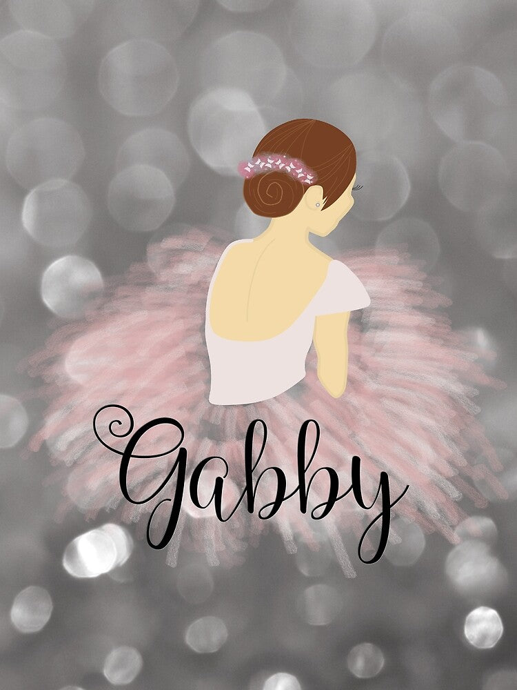 Brunette Ballerina Girl Dancer Personalized Name GABBY by umeimages