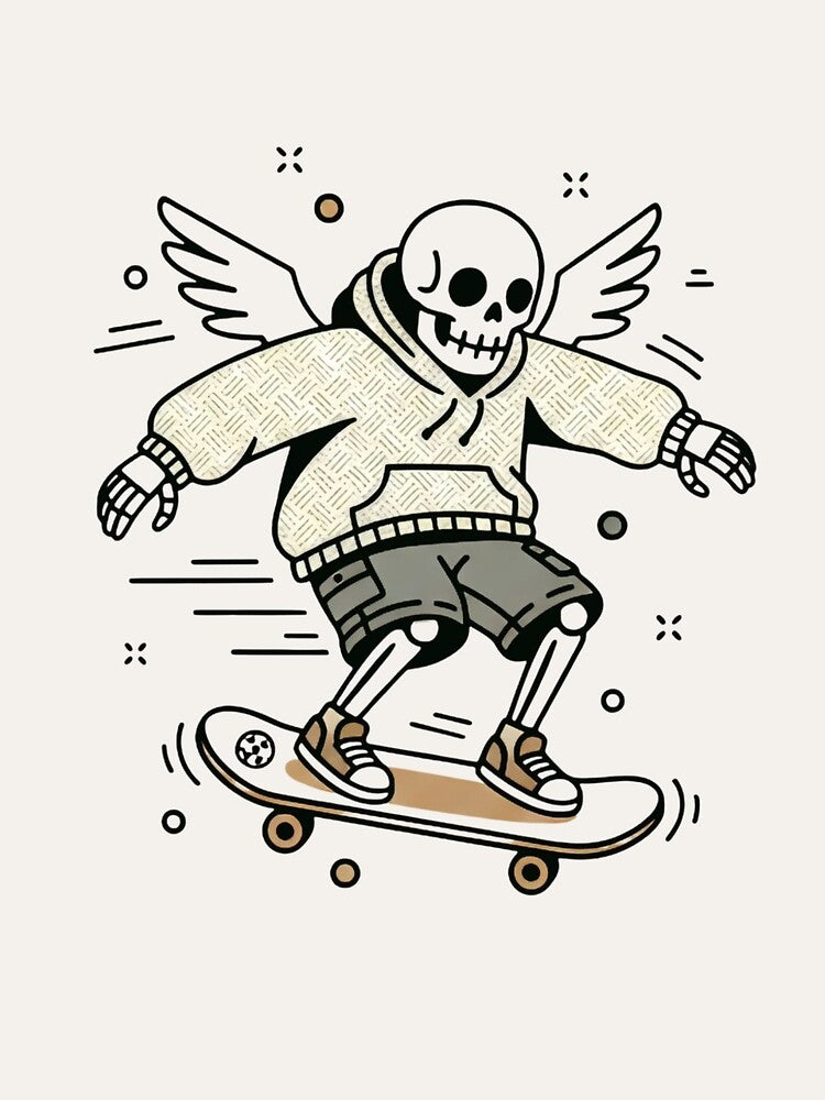 SKATEBOARDER | Minimalist Skeleton Streetwear Art by DEADLINE.