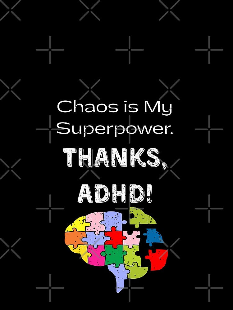 Chaos is My Superpower - ADHD Puzzle Brain Design Tee by Moyeri