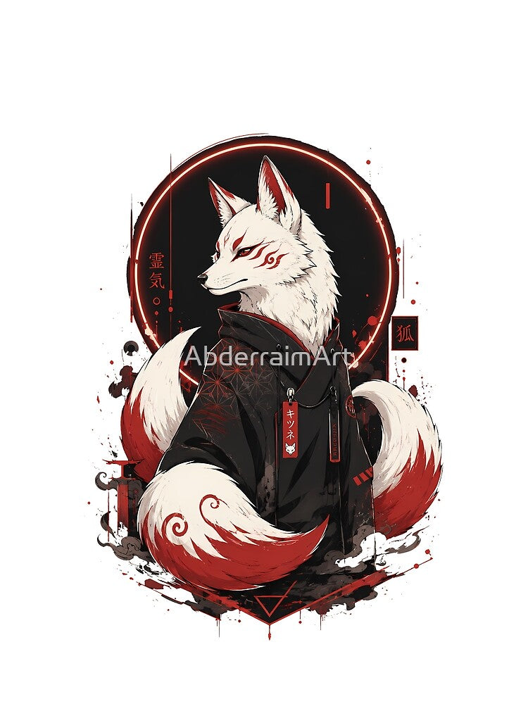 Kitsune Fox Streetwear - Japanese Folklore Modern Art by AbderraimArt