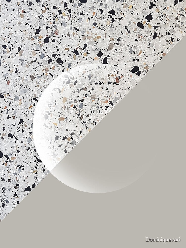 Minimal Terrazzo Moon on Warm Grey by Dominiquevari