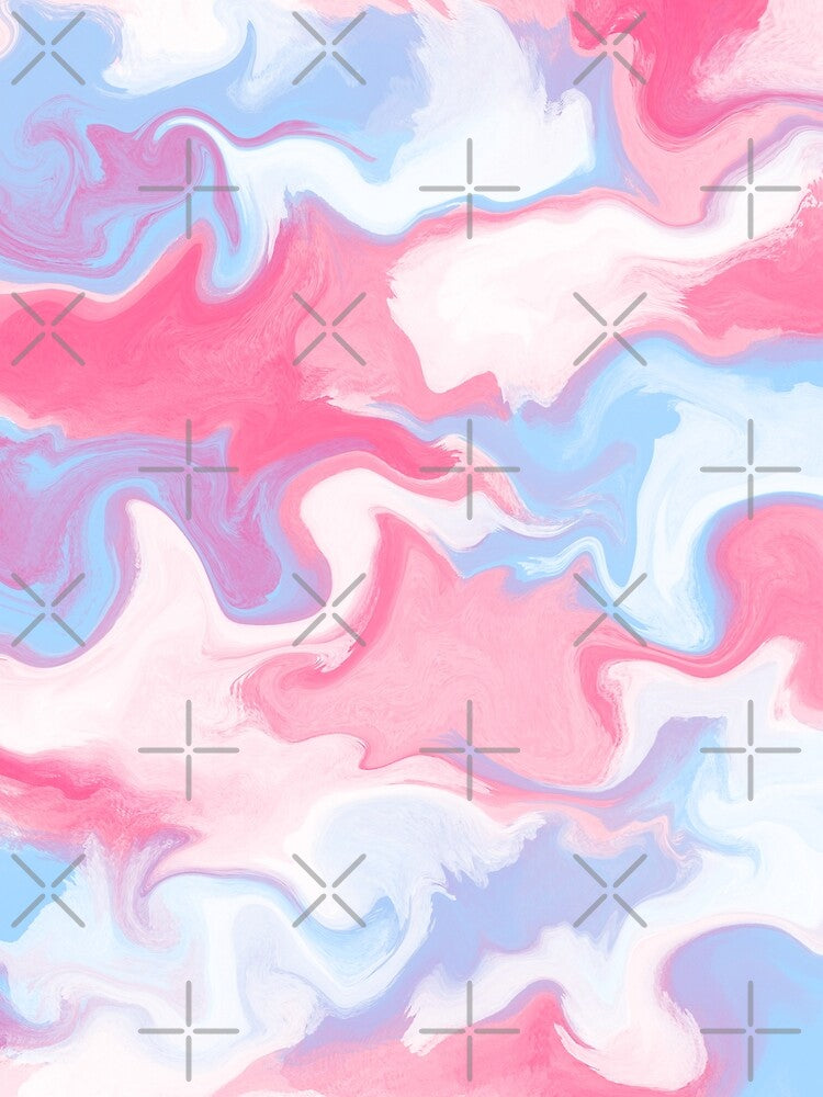Cotton Candy Marble - Sweet Pink Blue Watercolor Swirl Art by DicenCute