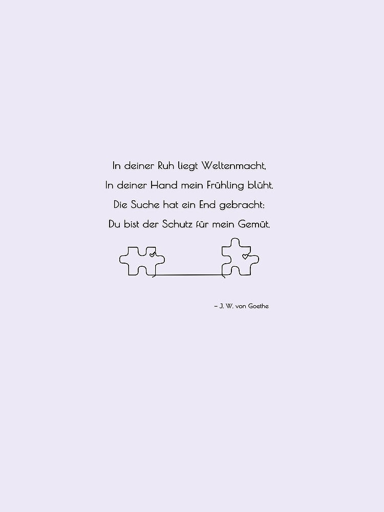 Goethe Love Poem – Minimalist Heart Puzzle Line Art Light Lavender by smaragdstudio