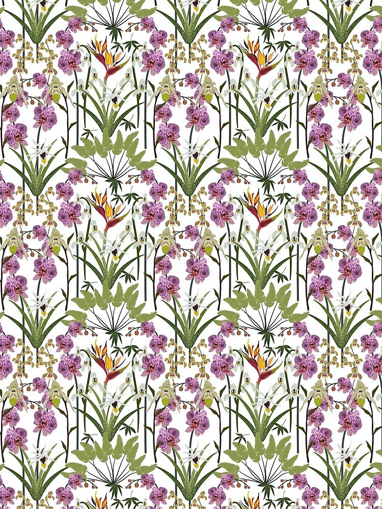 Beautiful Jungle Orchids Pattern Purple Yellow Green by Jaydee001