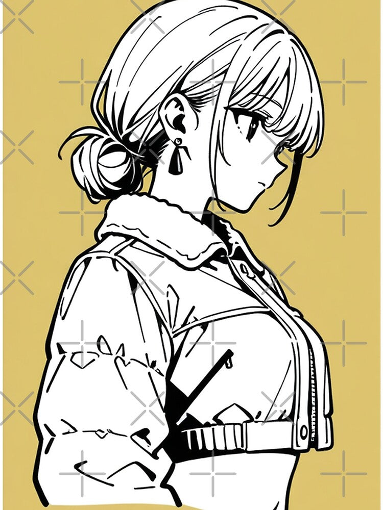 Fashion - Woman in White Puffer Jacket Low Bun Anime by AnimeShin