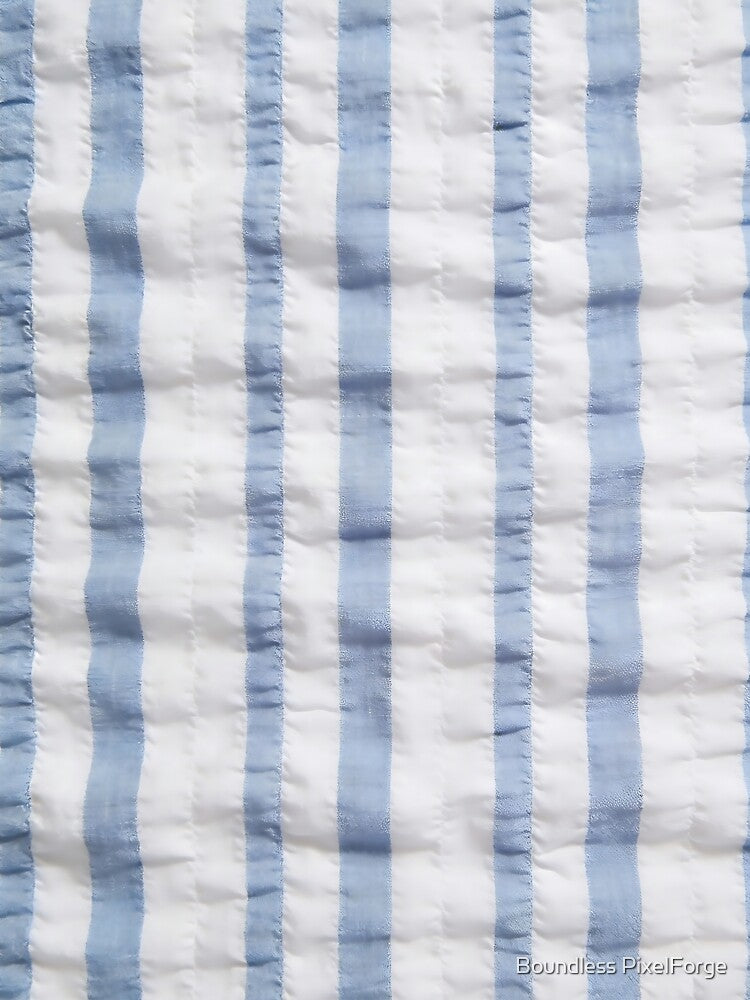 Blue and White Striped Seersucker Fabric Texture by Boundless PixelForge