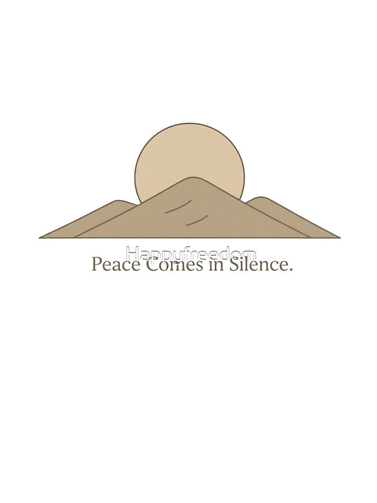 Peace Comes in Silence — Minimal Zen Nature Quote Art by Happyfreedom