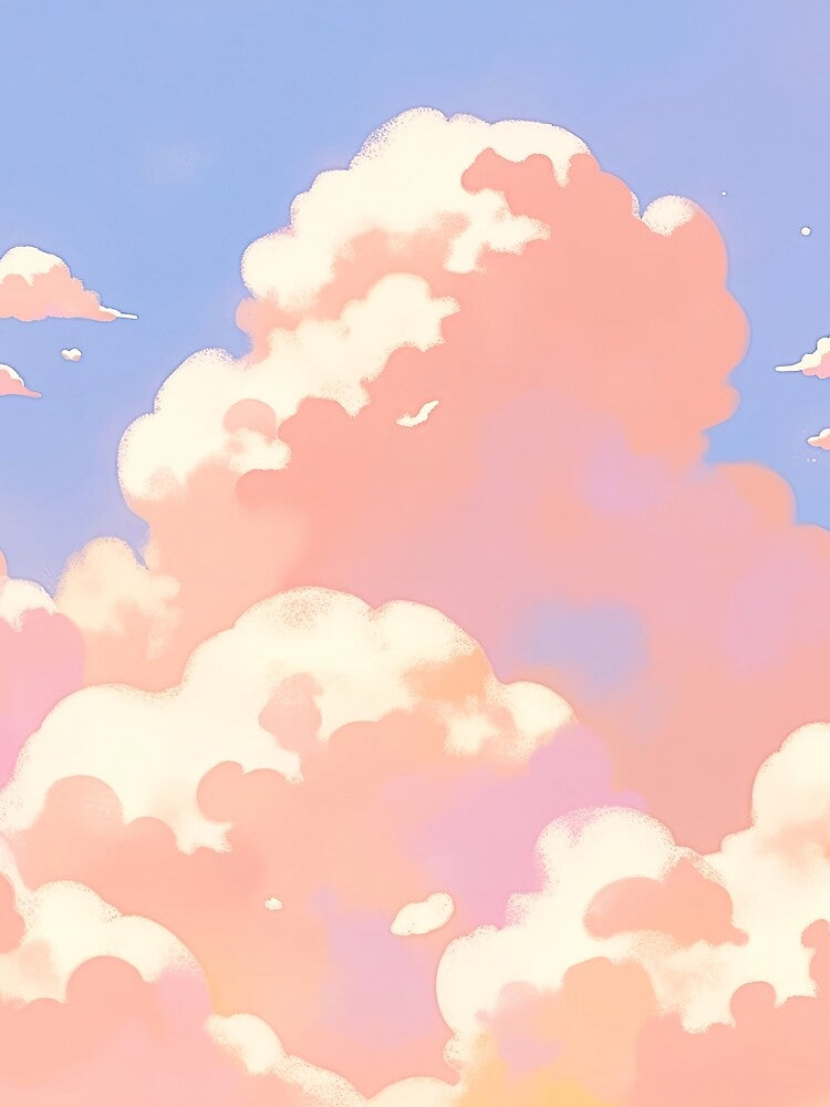 Fluffy Pink Sunset Clouds – Dreamy Pastel Sky Art by DesertOptimist