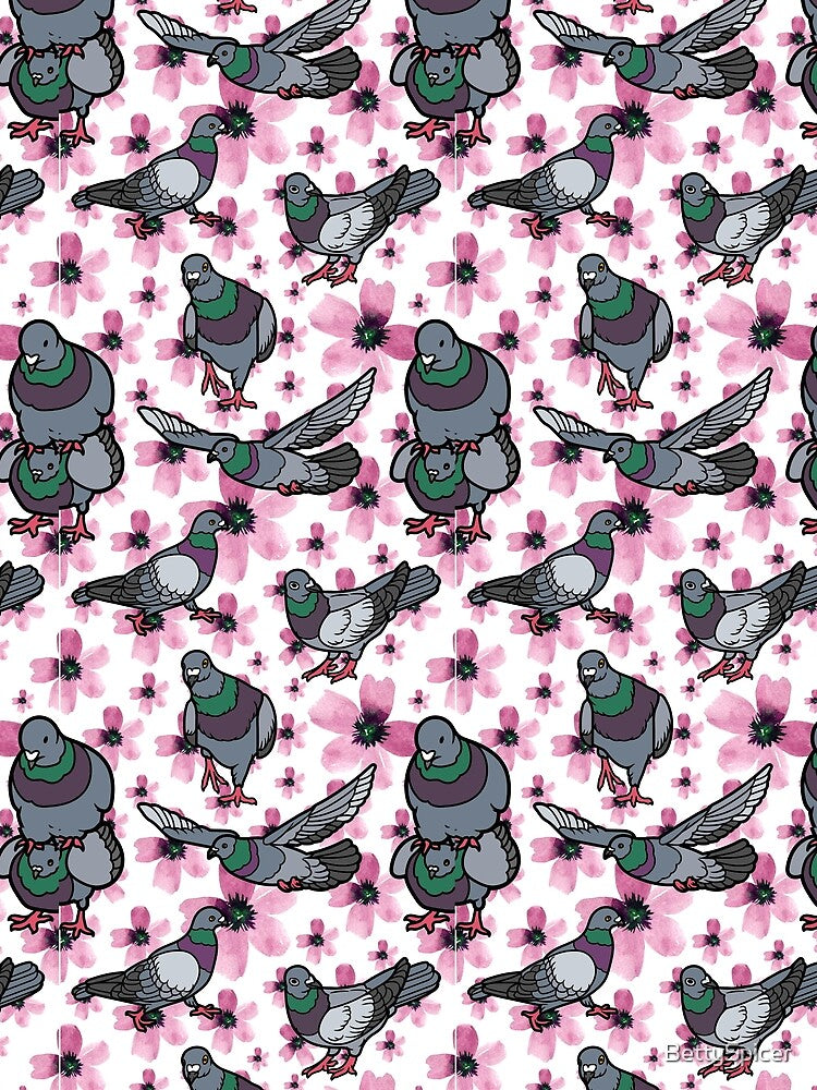 Floral Pigeon Pattern by BettySpicer