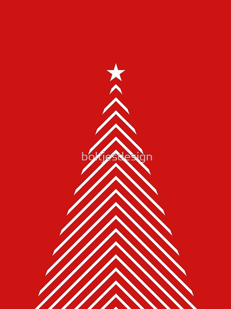Minimal Christmas Tree - on Red by boltjesdesign
