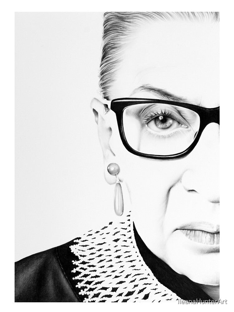 Ruth Bader Ginsburg Half Portrait by IleanaHunterArt