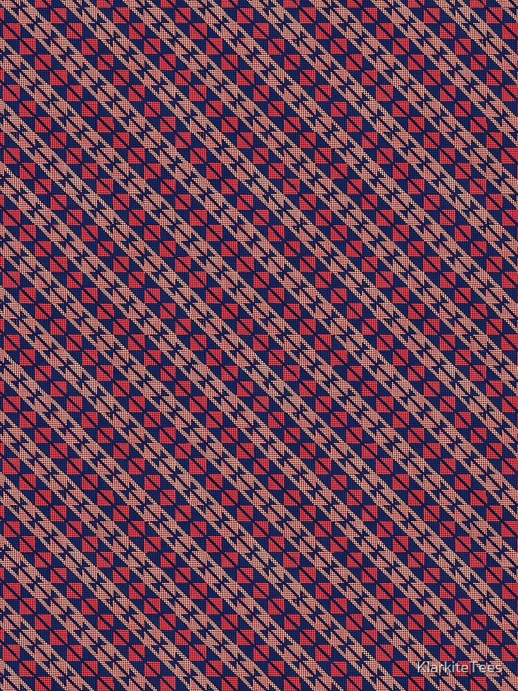 Retro Diagonal Houndstooth Seamless Pattern, POD Design, Red and Navy Print by KlarkiteTees