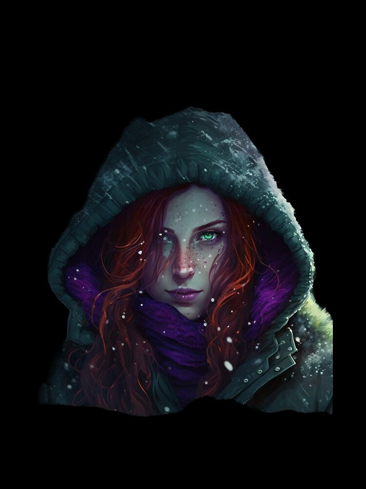 girl with red hair in snow by KING-S