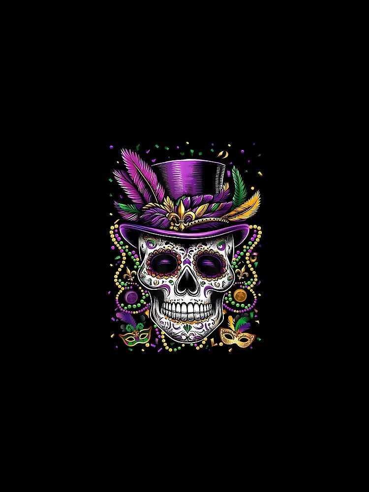 mardi gras Skull Top Hat Beads Mask Louisiana by Goleon12