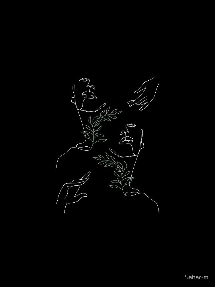 Minimal Face and Hand Art - Black by Sahar-m