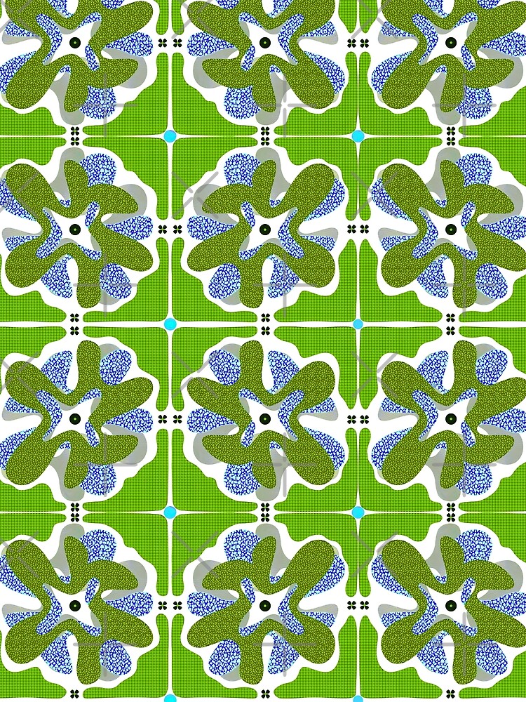 Retro Green Patterned Organic Geometric Design by Clara Fruggeri