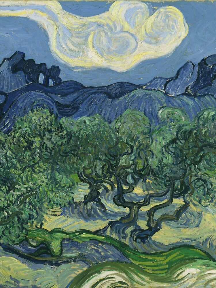Vincent van Gogh's Olive Trees with the Alpilles in the Background by mosfunky