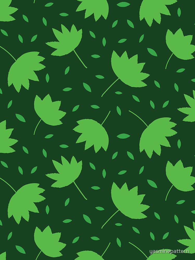 Simple Minimalist modern  Lime green leaves pattern by Yasminepatterns