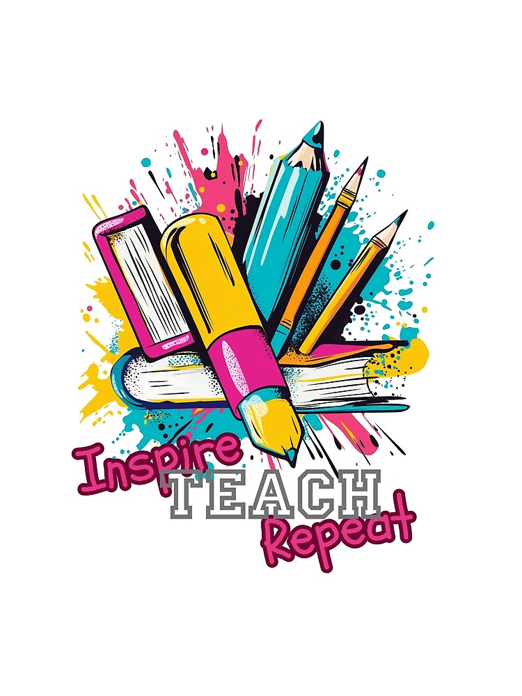 Teacher Gift, Teacher Gift Shirt Teacher tshirt,Inspire Teach Repeat T-shirt, Pop Art Teacher Gift T-Shirt, Fun School Theme by Mytsdesigns