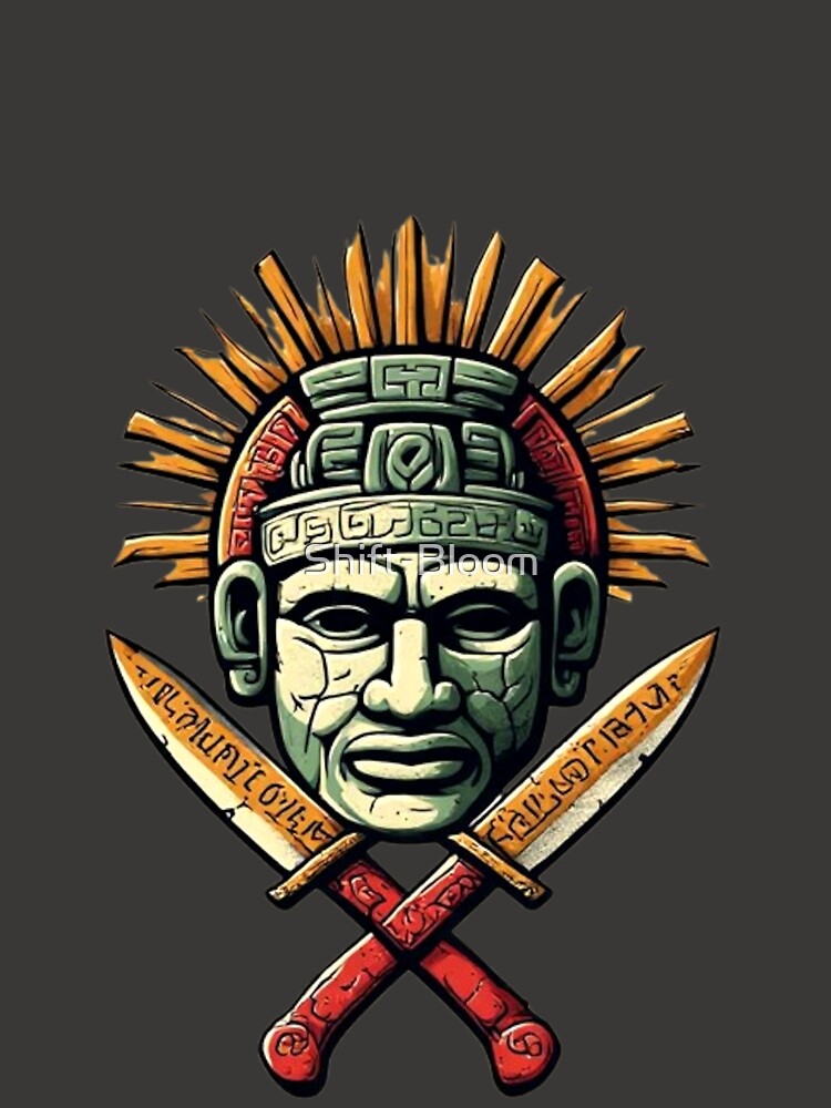 Mayan Warrior Mask with Crossed Blades & Sun | Elysium Echoes Icon 03 by Shift-Bloom