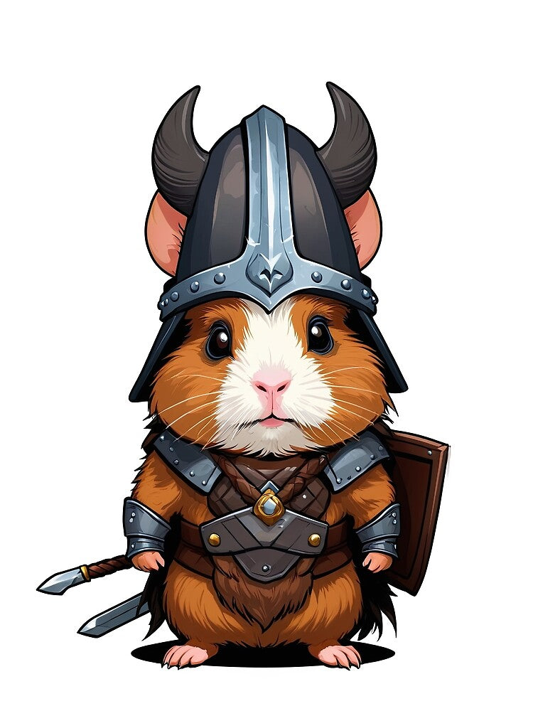 Fierce Viking Guinea Pig Warrior T-Shirt by MeowMoodCo
