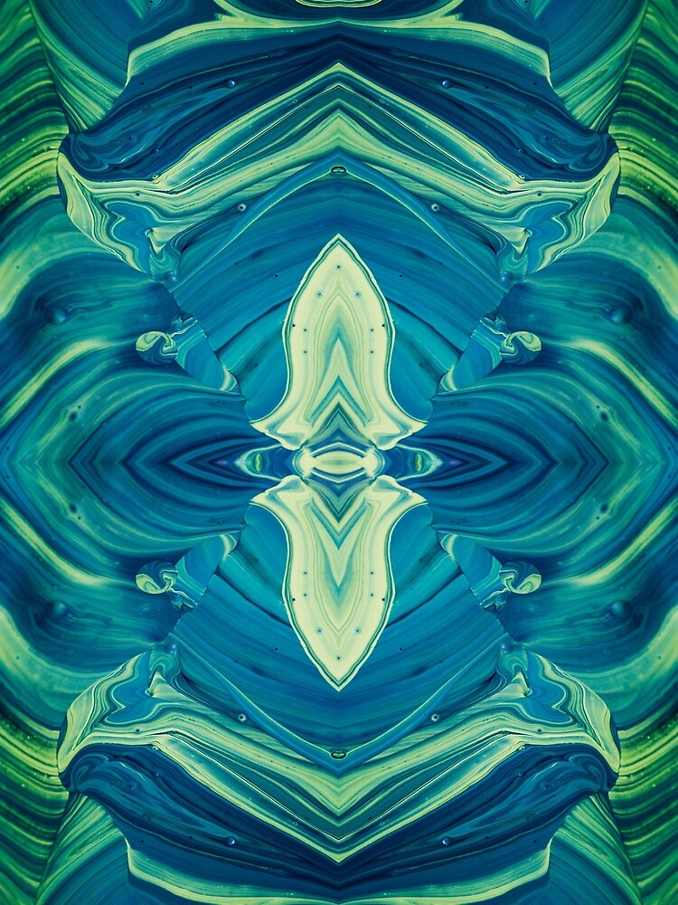 Symmetrical play of colors in blue-green by Psilographics