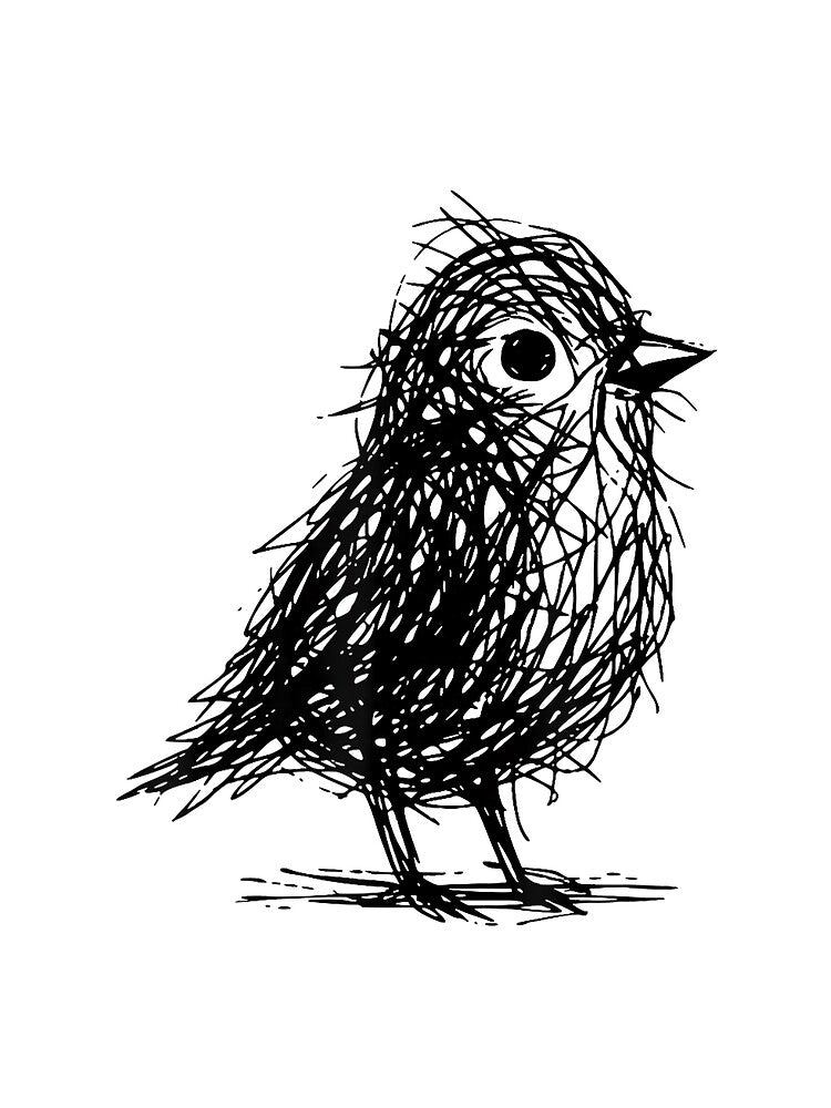Minimal Line Art Minimalist Abstract Sketch Scribble Bird by CherylCGarrison