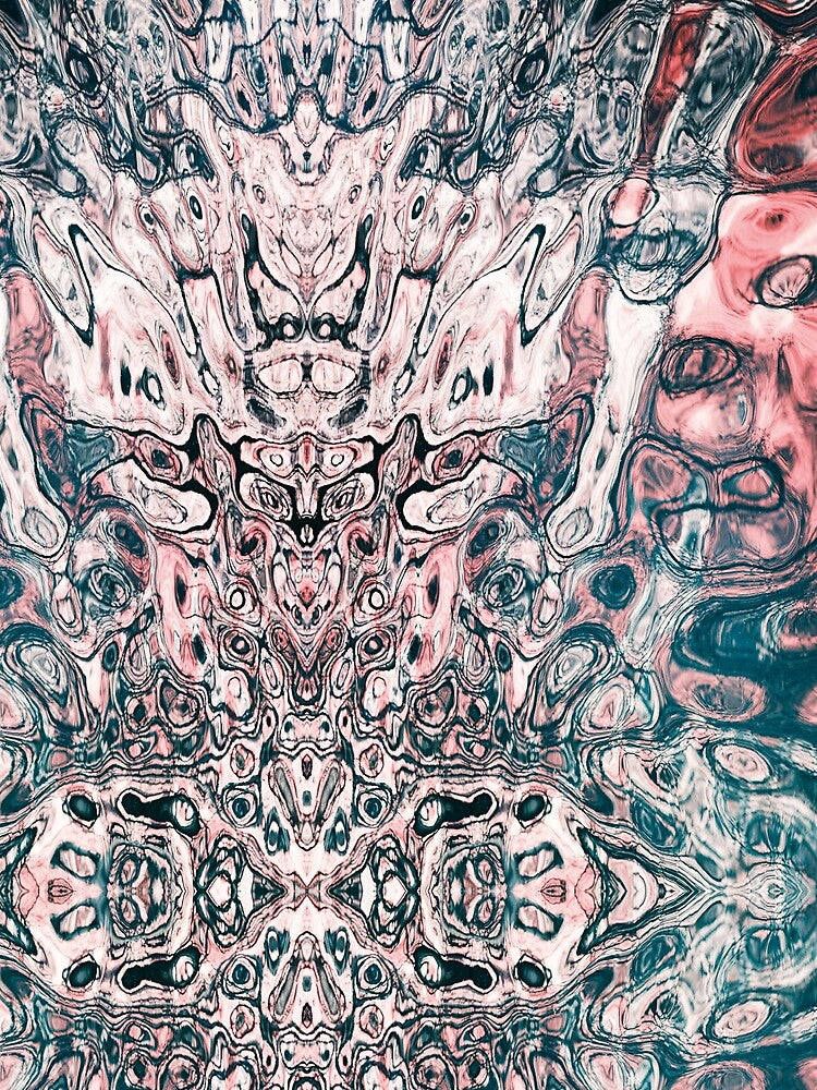 Symmetrical design in red and blue by Psilographics