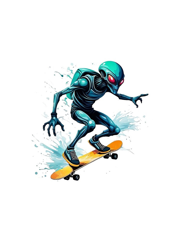 Alien on Skateboard by JackFreestone