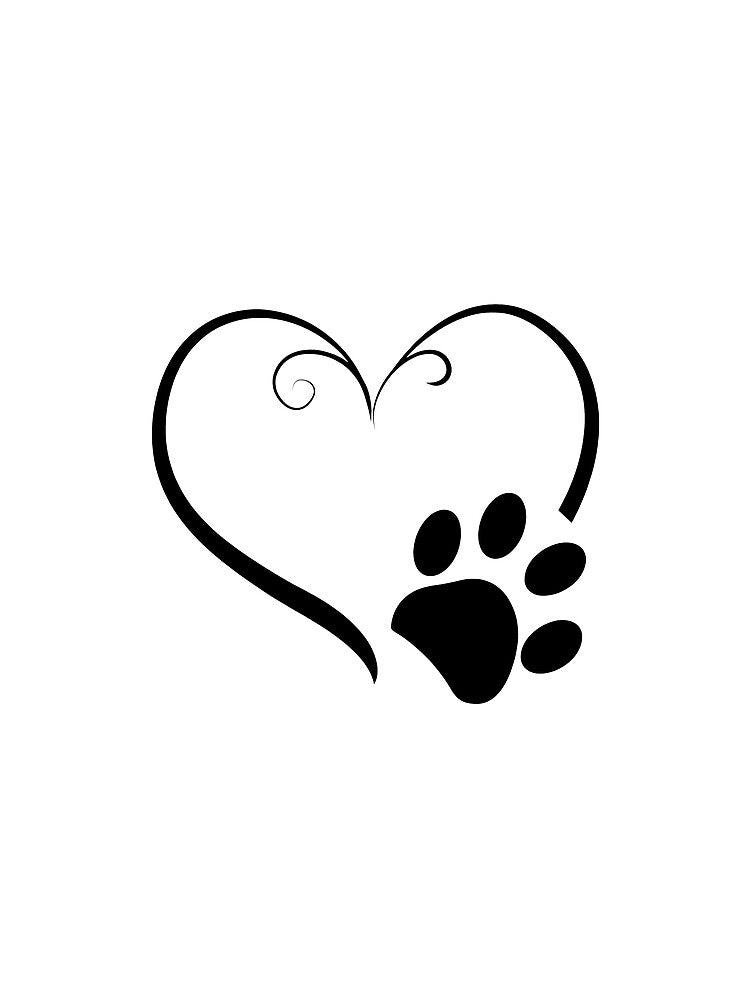 Dog paw print with heart symbol by OlyvieArt