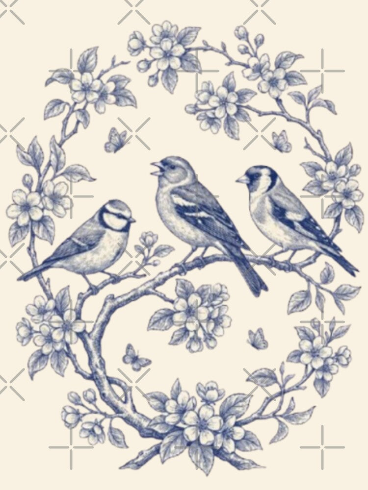 Blue Toile songbirds by Kritiwadhawan30