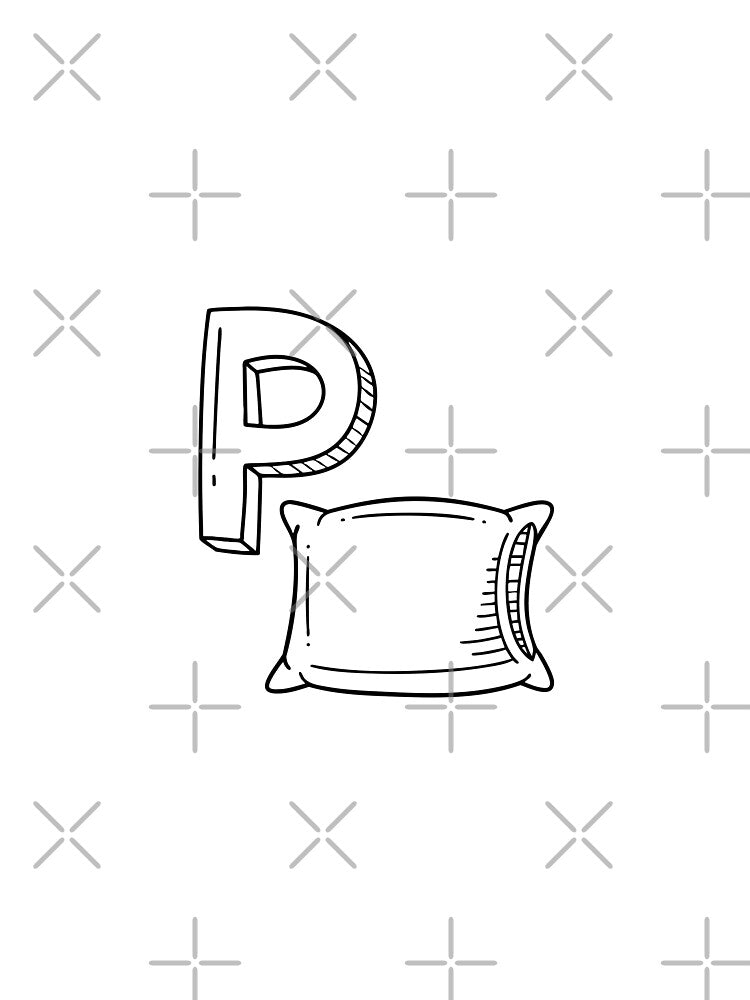 An illustration of letter P stand for pillow by rasagamastore