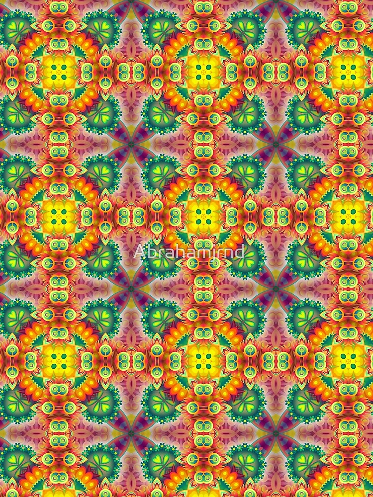 multi-colored green psychedelic bumper garden abstraction seamless colorful repeat pattern by Abrahamjrnd