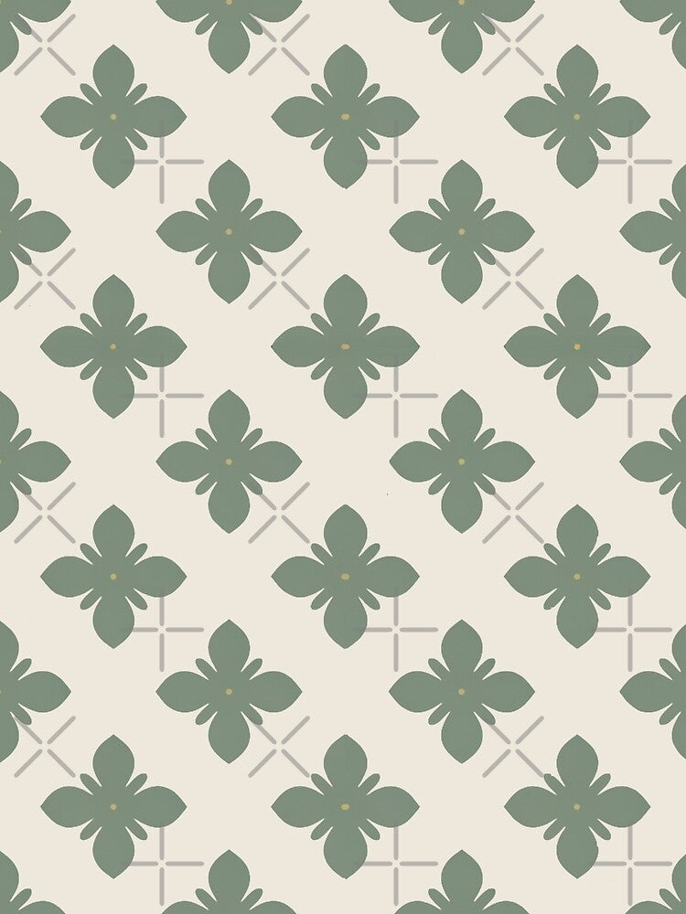 Elegant Sage Green Geometric Floral by yara.lahdo